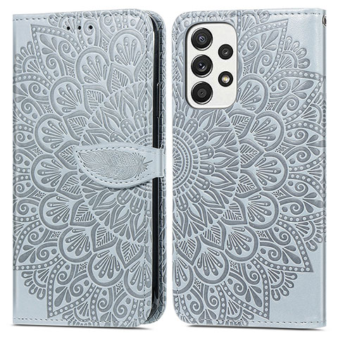 Funda de Cuero Cartera con Soporte Patron de Moda Carcasa S04D para Samsung Galaxy A33 5G Gris