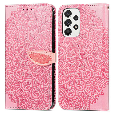 Funda de Cuero Cartera con Soporte Patron de Moda Carcasa S04D para Samsung Galaxy A33 5G Oro Rosa