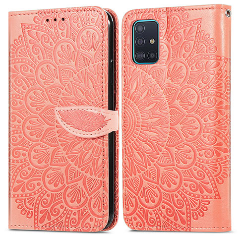 Funda de Cuero Cartera con Soporte Patron de Moda Carcasa S04D para Samsung Galaxy A71 5G Naranja