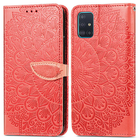 Funda de Cuero Cartera con Soporte Patron de Moda Carcasa S04D para Samsung Galaxy A71 5G Rojo