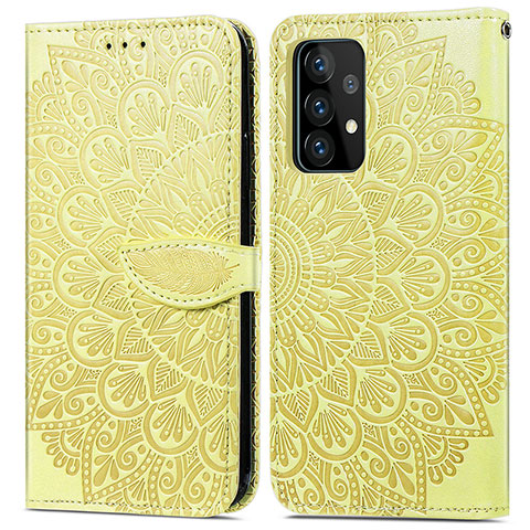 Funda de Cuero Cartera con Soporte Patron de Moda Carcasa S04D para Samsung Galaxy A72 4G Amarillo