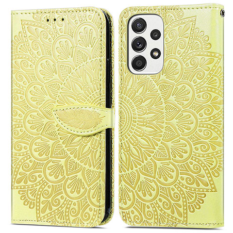 Funda de Cuero Cartera con Soporte Patron de Moda Carcasa S04D para Samsung Galaxy A73 5G Amarillo