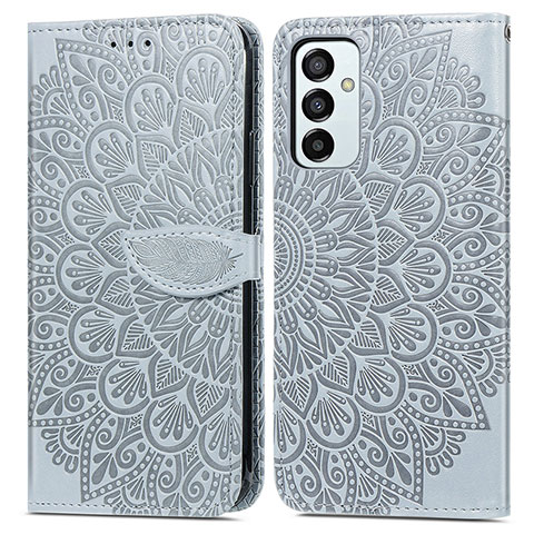 Funda de Cuero Cartera con Soporte Patron de Moda Carcasa S04D para Samsung Galaxy F23 5G Gris