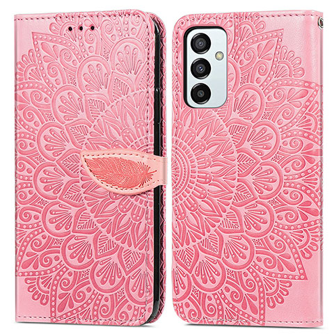 Funda de Cuero Cartera con Soporte Patron de Moda Carcasa S04D para Samsung Galaxy F23 5G Oro Rosa