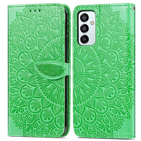 Funda de Cuero Cartera con Soporte Patron de Moda Carcasa S04D para Samsung Galaxy F23 5G Verde