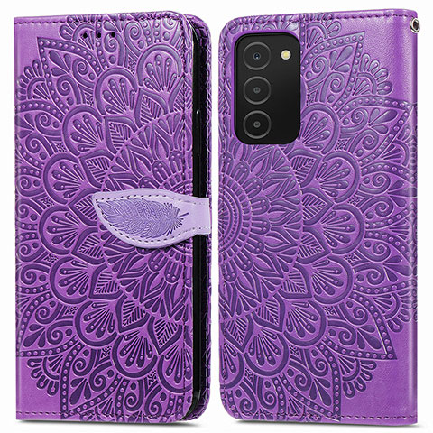 Funda de Cuero Cartera con Soporte Patron de Moda Carcasa S04D para Samsung Galaxy M02s Morado