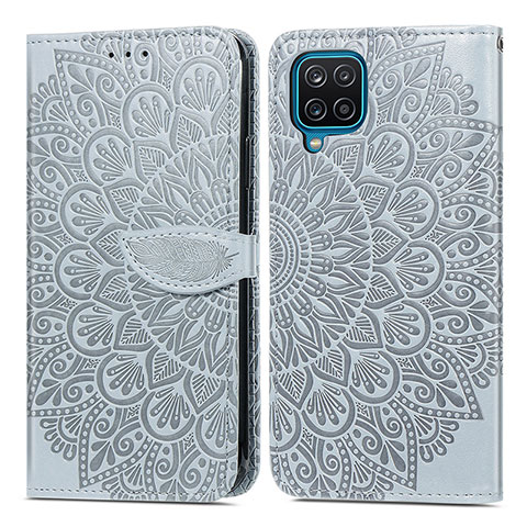 Funda de Cuero Cartera con Soporte Patron de Moda Carcasa S04D para Samsung Galaxy M12 Gris