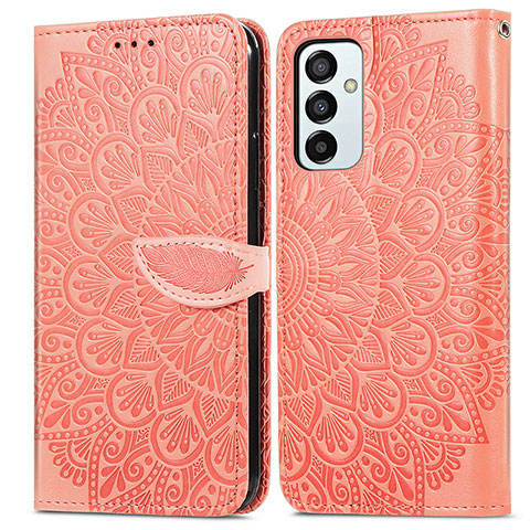 Funda de Cuero Cartera con Soporte Patron de Moda Carcasa S04D para Samsung Galaxy M23 5G Naranja