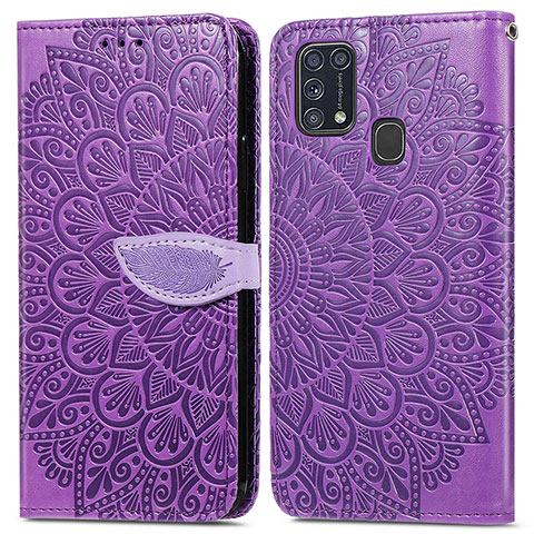 Funda de Cuero Cartera con Soporte Patron de Moda Carcasa S04D para Samsung Galaxy M31 Morado