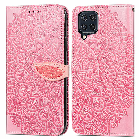 Funda de Cuero Cartera con Soporte Patron de Moda Carcasa S04D para Samsung Galaxy M32 4G Oro Rosa