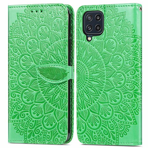 Funda de Cuero Cartera con Soporte Patron de Moda Carcasa S04D para Samsung Galaxy M32 4G Verde