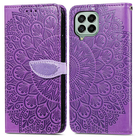 Funda de Cuero Cartera con Soporte Patron de Moda Carcasa S04D para Samsung Galaxy M53 5G Morado