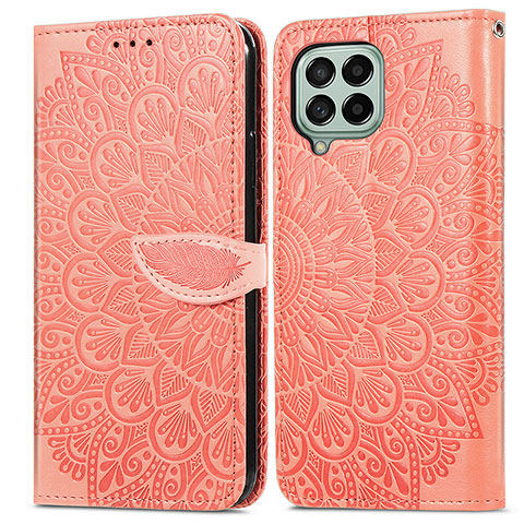 Funda de Cuero Cartera con Soporte Patron de Moda Carcasa S04D para Samsung Galaxy M53 5G Naranja