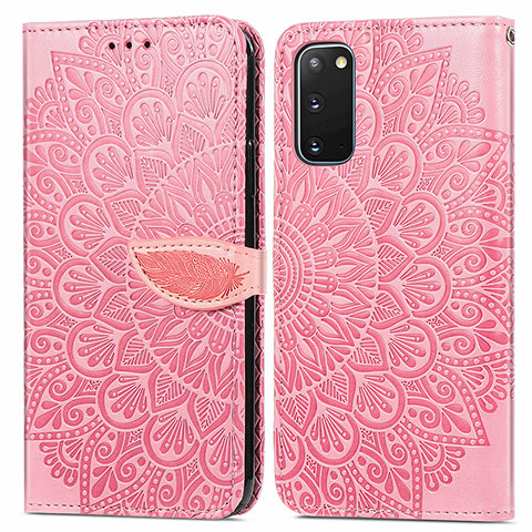 Funda de Cuero Cartera con Soporte Patron de Moda Carcasa S04D para Samsung Galaxy S20 5G Oro Rosa