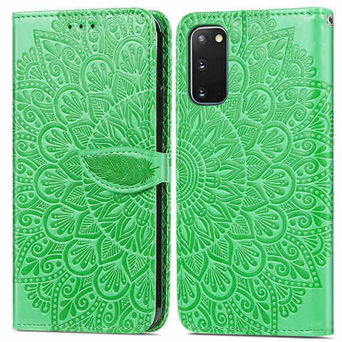 Funda de Cuero Cartera con Soporte Patron de Moda Carcasa S04D para Samsung Galaxy S20 5G Verde