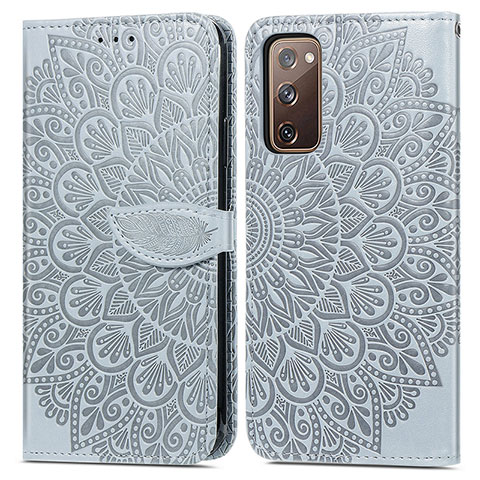 Funda de Cuero Cartera con Soporte Patron de Moda Carcasa S04D para Samsung Galaxy S20 FE 4G Gris