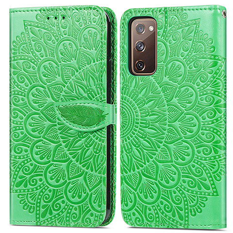 Funda de Cuero Cartera con Soporte Patron de Moda Carcasa S04D para Samsung Galaxy S20 FE 4G Verde