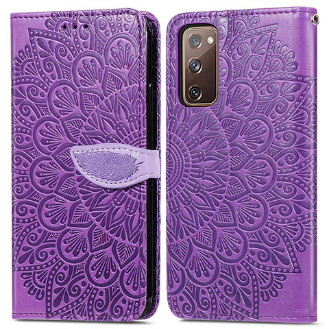 Funda de Cuero Cartera con Soporte Patron de Moda Carcasa S04D para Samsung Galaxy S20 FE 5G Morado