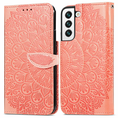 Funda de Cuero Cartera con Soporte Patron de Moda Carcasa S04D para Samsung Galaxy S21 5G Naranja