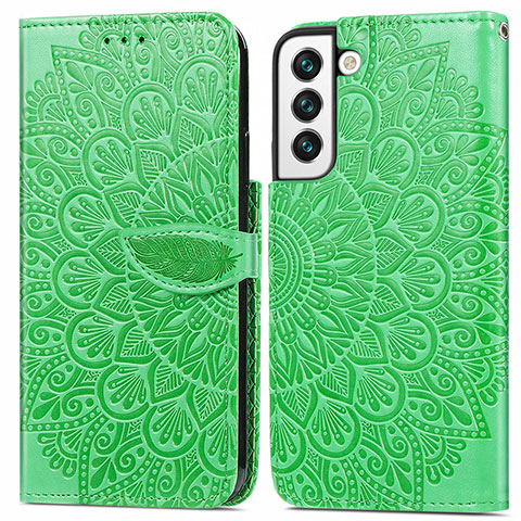 Funda de Cuero Cartera con Soporte Patron de Moda Carcasa S04D para Samsung Galaxy S21 5G Verde