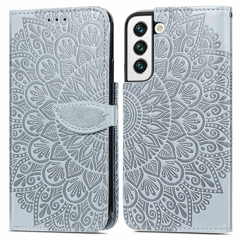 Funda de Cuero Cartera con Soporte Patron de Moda Carcasa S04D para Samsung Galaxy S21 FE 5G Gris