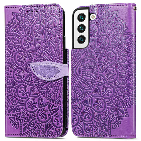 Funda de Cuero Cartera con Soporte Patron de Moda Carcasa S04D para Samsung Galaxy S22 5G Morado