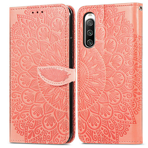 Funda de Cuero Cartera con Soporte Patron de Moda Carcasa S04D para Sony Xperia 10 IV Naranja