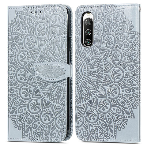 Funda de Cuero Cartera con Soporte Patron de Moda Carcasa S04D para Sony Xperia 10 IV SOG07 Gris