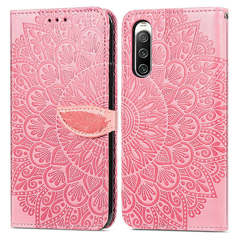 Funda de Cuero Cartera con Soporte Patron de Moda Carcasa S04D para Sony Xperia 10 V Oro Rosa