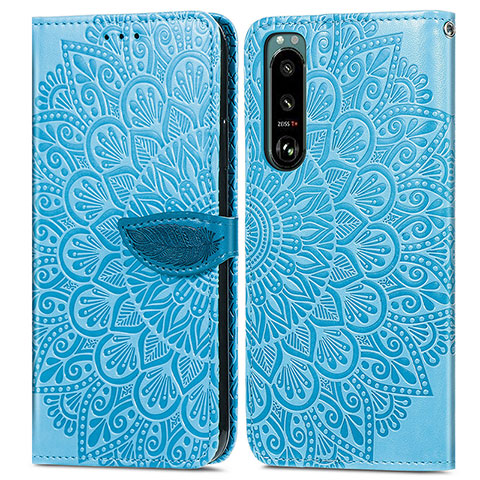 Funda de Cuero Cartera con Soporte Patron de Moda Carcasa S04D para Sony Xperia 5 III SO-53B Azul