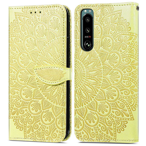 Funda de Cuero Cartera con Soporte Patron de Moda Carcasa S04D para Sony Xperia 5 IV Amarillo