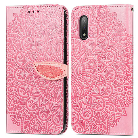 Funda de Cuero Cartera con Soporte Patron de Moda Carcasa S04D para Sony Xperia Ace II Oro Rosa