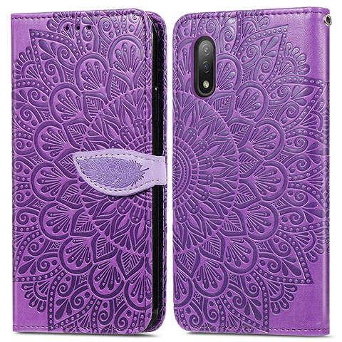 Funda de Cuero Cartera con Soporte Patron de Moda Carcasa S04D para Sony Xperia Ace II SO-41B Morado