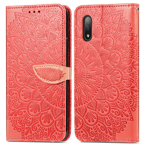 Funda de Cuero Cartera con Soporte Patron de Moda Carcasa S04D para Sony Xperia Ace II SO-41B Rojo