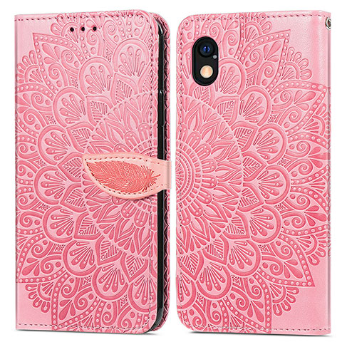 Funda de Cuero Cartera con Soporte Patron de Moda Carcasa S04D para Sony Xperia Ace III Oro Rosa