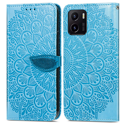 Funda de Cuero Cartera con Soporte Patron de Moda Carcasa S04D para Vivo iQOO U5x Azul