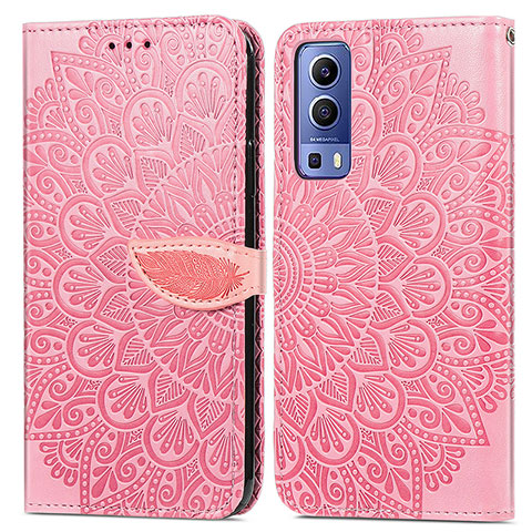 Funda de Cuero Cartera con Soporte Patron de Moda Carcasa S04D para Vivo iQOO Z3 5G Oro Rosa