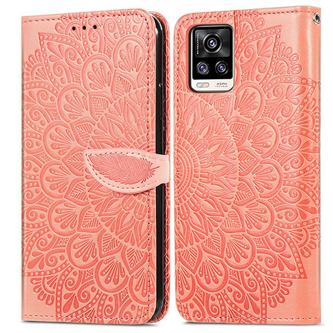 Funda de Cuero Cartera con Soporte Patron de Moda Carcasa S04D para Vivo V20 Naranja