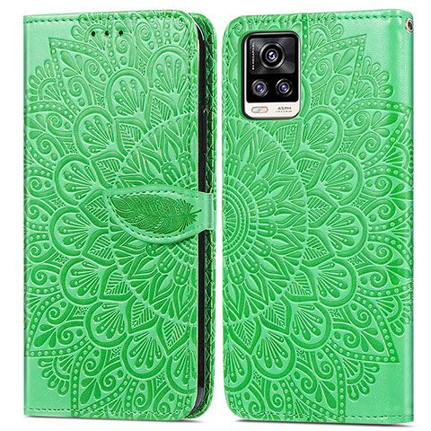 Funda de Cuero Cartera con Soporte Patron de Moda Carcasa S04D para Vivo V20 Verde