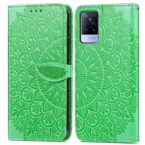 Funda de Cuero Cartera con Soporte Patron de Moda Carcasa S04D para Vivo V21 5G Verde