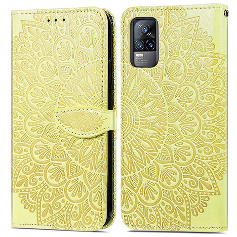 Funda de Cuero Cartera con Soporte Patron de Moda Carcasa S04D para Vivo V21e 4G Amarillo