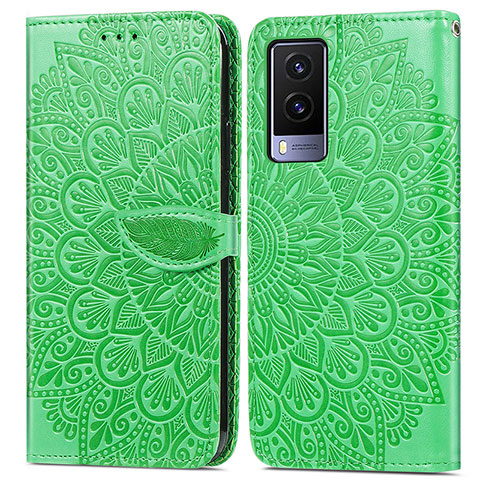 Funda de Cuero Cartera con Soporte Patron de Moda Carcasa S04D para Vivo V21e 5G Verde