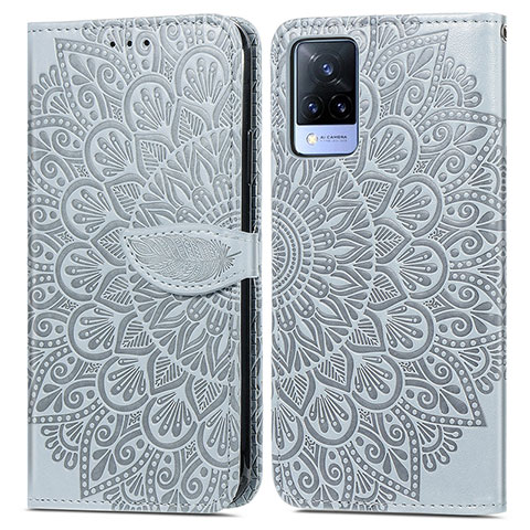 Funda de Cuero Cartera con Soporte Patron de Moda Carcasa S04D para Vivo V21s 5G Gris