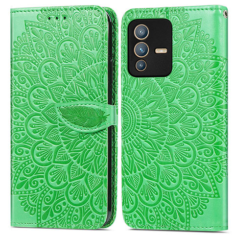 Funda de Cuero Cartera con Soporte Patron de Moda Carcasa S04D para Vivo V23 Pro 5G Verde