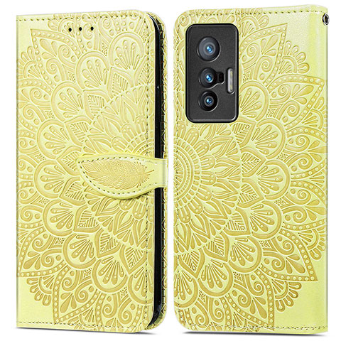 Funda de Cuero Cartera con Soporte Patron de Moda Carcasa S04D para Vivo X70 5G Amarillo