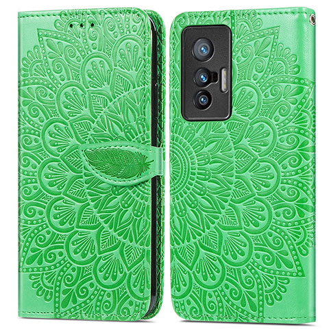 Funda de Cuero Cartera con Soporte Patron de Moda Carcasa S04D para Vivo X70t Verde