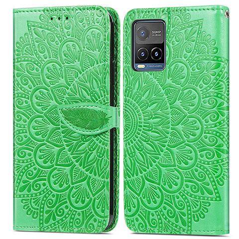 Funda de Cuero Cartera con Soporte Patron de Moda Carcasa S04D para Vivo Y21a Verde