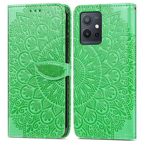 Funda de Cuero Cartera con Soporte Patron de Moda Carcasa S04D para Vivo Y30 5G Verde