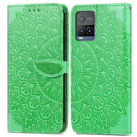 Funda de Cuero Cartera con Soporte Patron de Moda Carcasa S04D para Vivo Y32 4G Verde