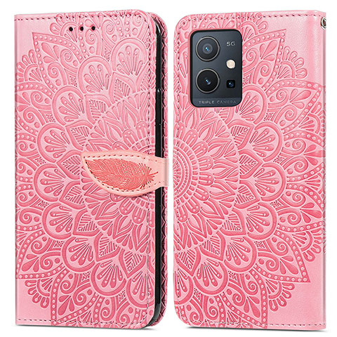 Funda de Cuero Cartera con Soporte Patron de Moda Carcasa S04D para Vivo Y33e 5G Oro Rosa